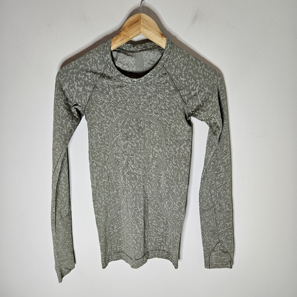 Lululemon Swiftly Tech Long Sleeve Shirt 2.0 Asphalt Gray Green Camo 0